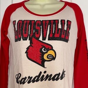 Pro Player Louisville Cardinals Red & Cream Waffle Weave Long Sleeve T- Shirt‎